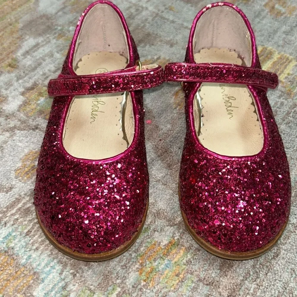 Mini Boden hot pink glitter Mary Jane sz 27 /10